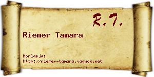 Riemer Tamara névjegykártya